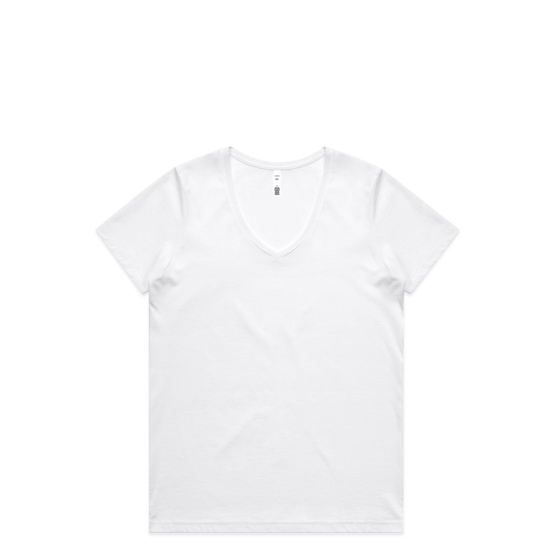 Women's Maple V Neck Tee in White