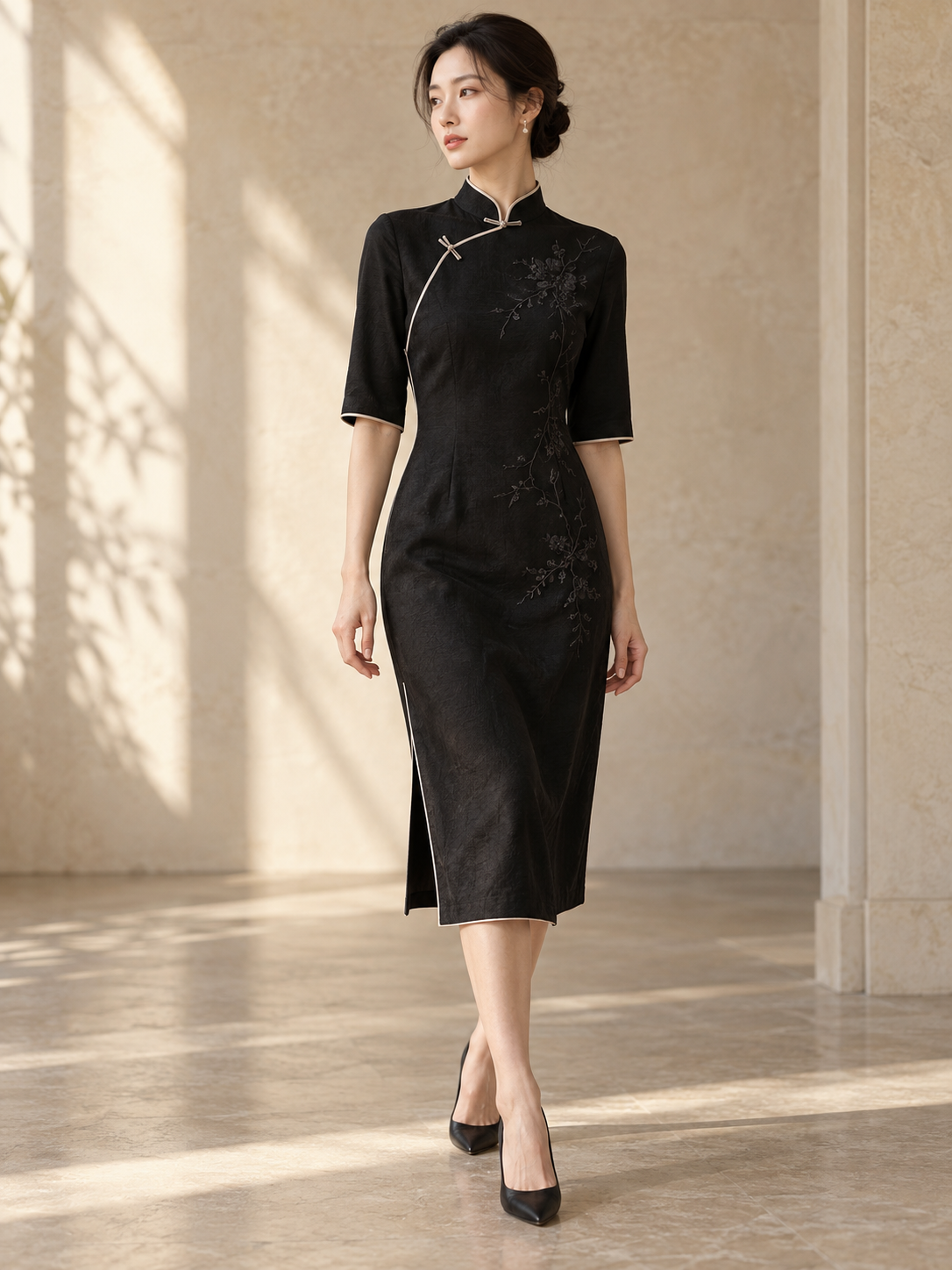 Ink Contour Cheongsam — design visualization
