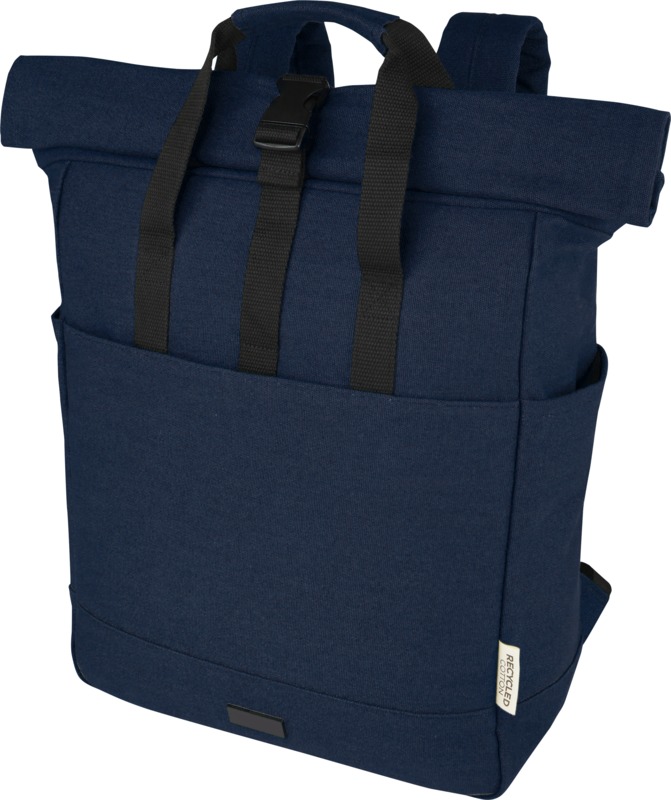 Joey 15” GRS recycled canvas rolltop laptop backpack 15L in Navy